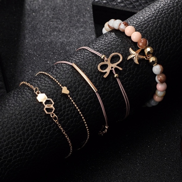 'Sand Storm' Multicolor Bead Starfish Bracelet Set - Picture 2 of 7